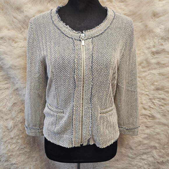 JANA Women's Tweed Black Zip Up Blazer Jacket Size M - Picture 1 of 8